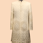 Regal Cream Embroidered Sherwani with Intricate Mirror & Thread Work