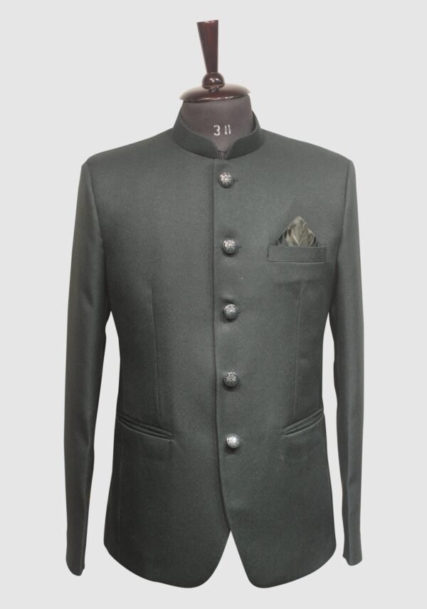 Classic Black Jodhpuri Bandhgala Suit with Antique Buttons