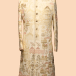 Traditional Indian Long Sherwani with Mandarin Collar