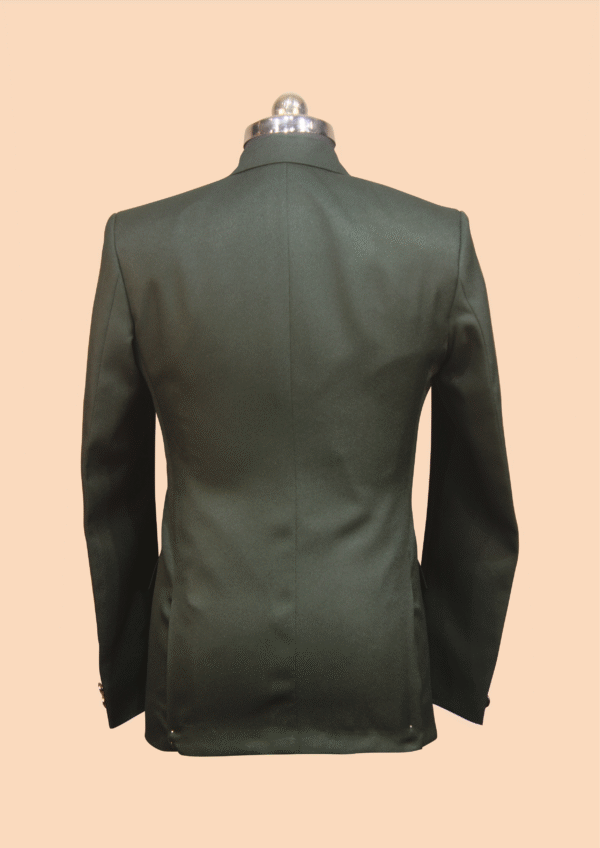 Classic Dark Green Formal Blazer with Ornate Buttons - Image 2