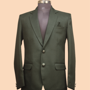 Classic Dark Green Formal Blazer with Ornate Buttons