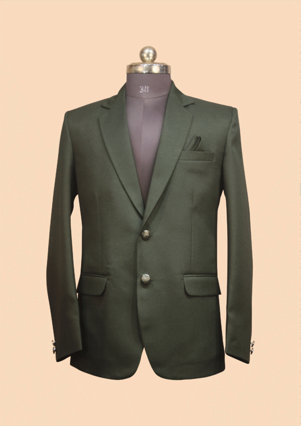 Classic Dark Green Formal Blazer with Ornate Buttons