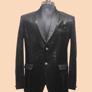 black sequin tuxedo blazer