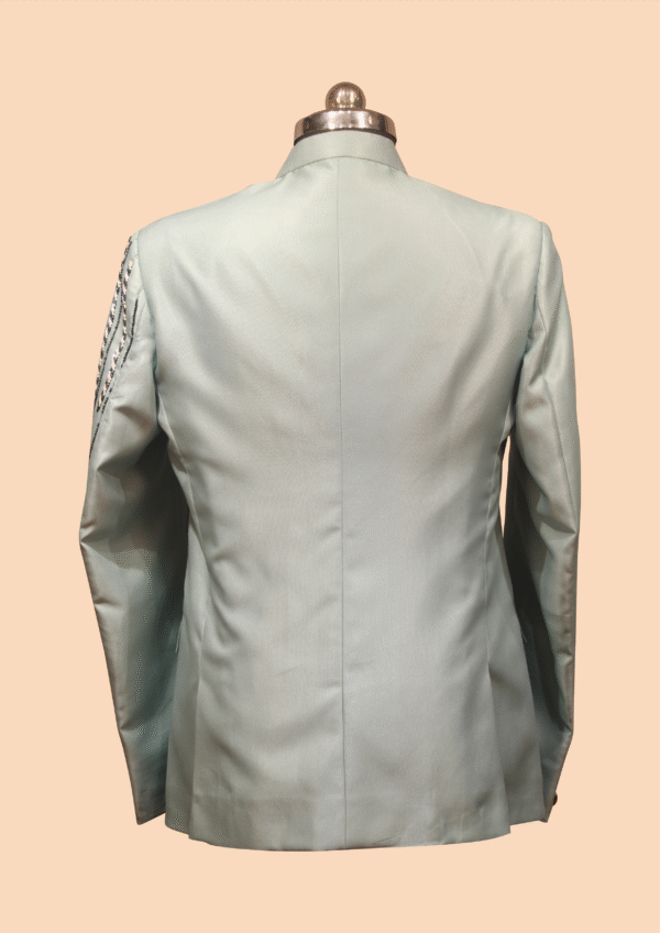 Mint Green Designer Jodhpuri Suit with Embroidered Detailing - Image 2