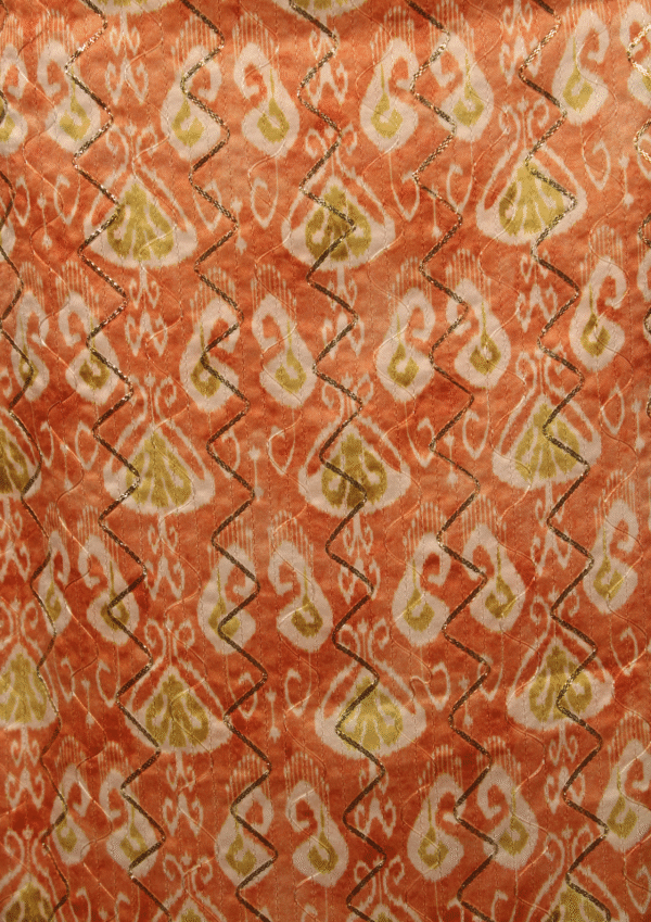 Traditional Orange-Gold Brocade Silk Kurta for Men - Image 4