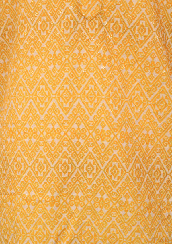 Men’s Yellow Printed Cotton Kurta - Image 4