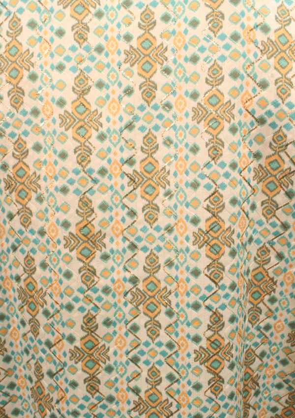 Men’s Light Green & Beige Printed Cotton Kurta - Image 4