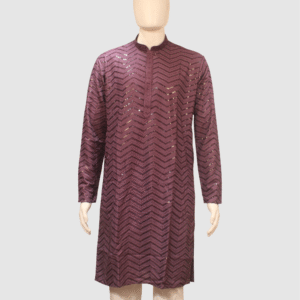 Men’s Plum Purple Sequin Embroidered Kurta
