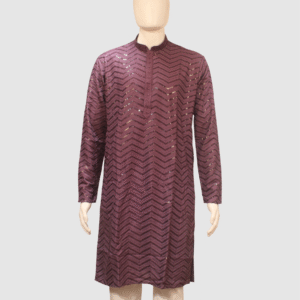 Men’s Plum Purple Sequin Embroidered Kurta