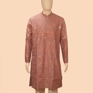 Embroidered Pink Kurta for Men