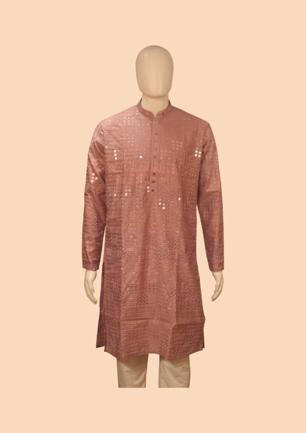 Embroidered Pink Kurta for Men