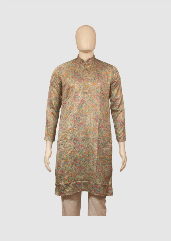 Multicolor Paisley Printed Silk Kurta for Men – Festive Edition