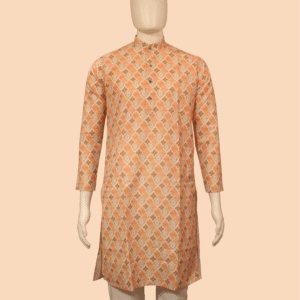 Men’s Peach & Beige Printed Festive Kurta