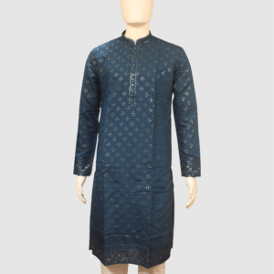 Men’s Navy Blue Mirror Work Festive Kurta