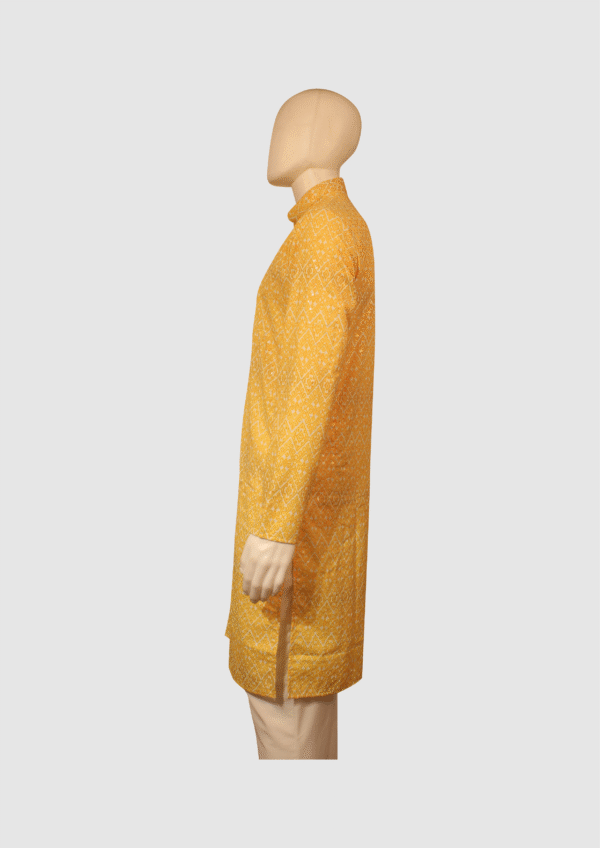 Men’s Yellow Printed Cotton Kurta - Image 3