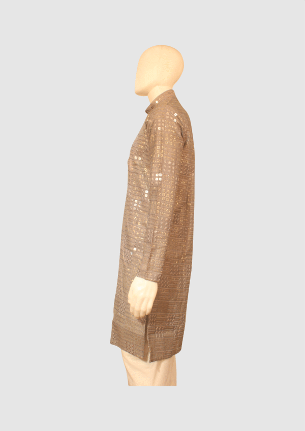 Men’s Beige Mirror Work Designer Kurta - Image 3