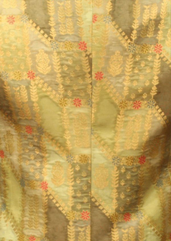 Pastel Gold Open-Front Jodhpuri Jacket with Heritage Patch Motif - Image 4