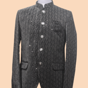 Elegant Black Sequin-Embellished Jodhpuri Suit