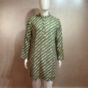 Men's Cotton Printed Kurta – Forest Stripes Edition
