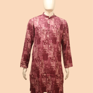 Maroon Geometric Textured Print Cotton Kurta