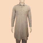 Classic Light Beige Pathani Kurta Set – Minimalist Elegance in Cotton Blend